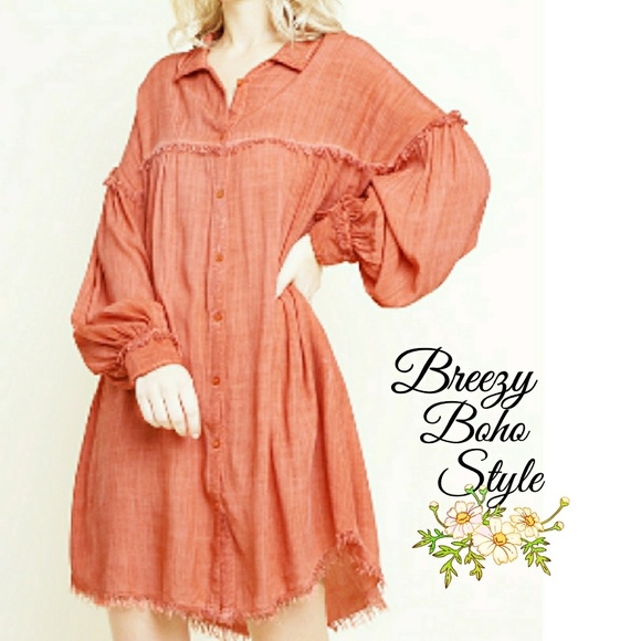 Umgee Dresses & Skirts - LAST ONE! Umgee Boho Style Pigment Dye Tunic Shirt Dress